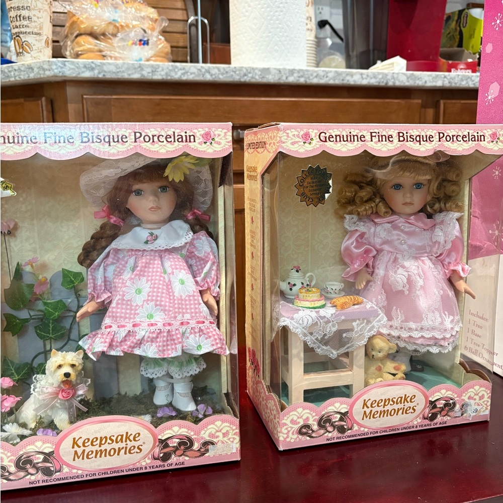 Porcelain Dolls - Pink and Green